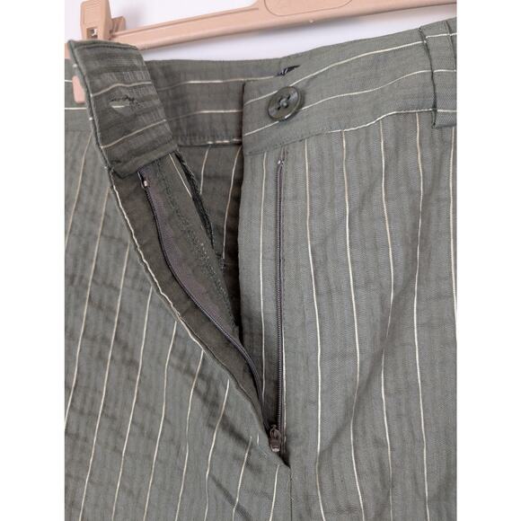 OZAI N KU Striped Wide Leg Bermuda Shorts M Olive Green M - Picture 12 of 14